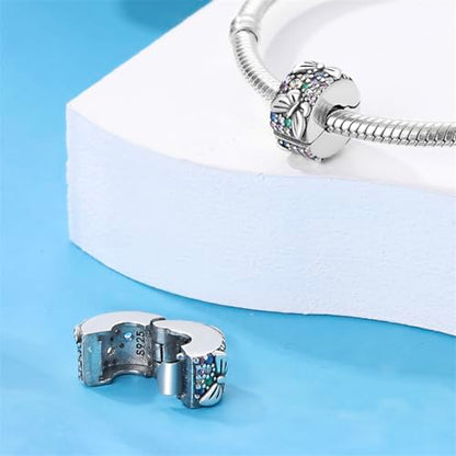 925 Sterling Silver Stopper Clip Charms for Bracelet Necklace Spacer Beads with 5A Cubic Zirconia Mother's Day Christmas DIY Gift for Women(2PCS) - style: Colorful butterflies
