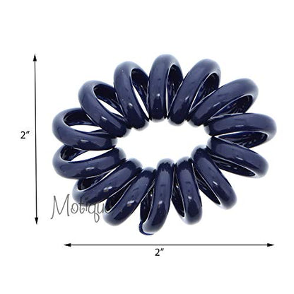 Jumbo Coil Pony Holder Hair Ties - Set of 4 Navy - color: Navy