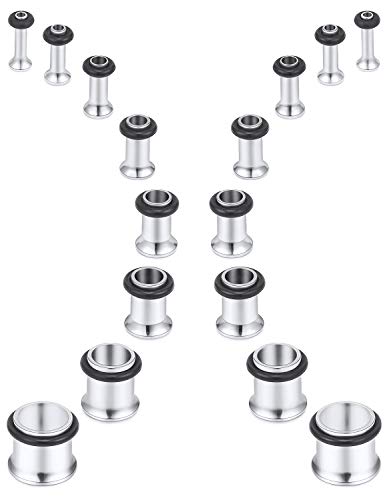 Jenxnjsjo 14g to 7/8in Ear Gauges Plugs Tunnels Taper Earrings Stretching Expander Kit Set for Women Men - color: 103: Single Flare, Surgical Steel, size: 12g to 00g (8 sizes)