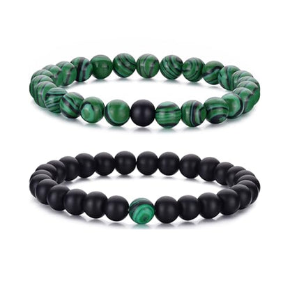 RANKEEF Tiger Eye Bracelet For Men 8MM Natural Stone Stretch Adjustable Black Crystal Beaded Bracelet for Men Women Gifts - color: 2,green,black