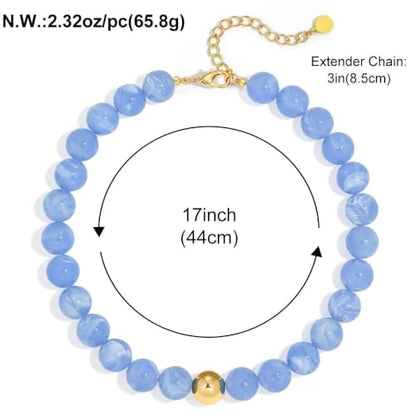Chunky Beaded Necklace for Women, Colorful Trendy Statement Summer Jewelry Gift - color: necklace-12