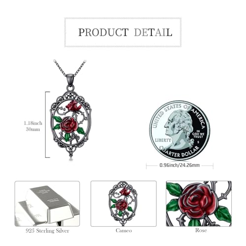Sterling Silver Halloween Necklace Gothic Jewelry Gifts for Women Men - style: Cameo-Rose