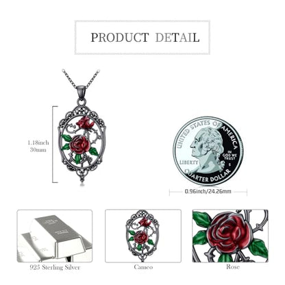 Sterling Silver Halloween Necklace Gothic Jewelry Gifts for Women Men - style: Cameo-Rose