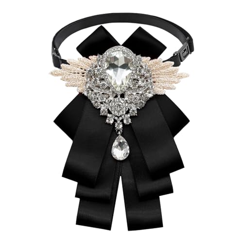 Big Rhinestone Bow Ties，Bowtie Pre-Tied Bowties Men Women | Suit for tuxedo party wedding - color: Black