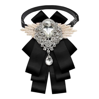 Big Rhinestone Bow Ties，Bowtie Pre-Tied Bowties Men Women | Suit for tuxedo party wedding - color: Black