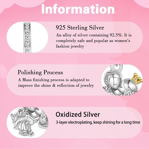 925 Sterling Silver Charms fits Bracelets and Necklace Pendant Bead Charms Jewelry Gift for Women Family Friends - style: Married Couple Charm