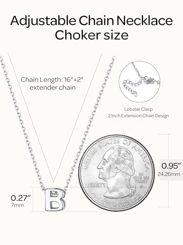ChicSilver 925 Sterling Silver Initial Necklace for Women Dainty Letter Jewelry Personalized Gift - style: 02.B