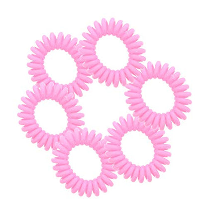 Small Coil Hair Ties For Girls - Set of 6 Pink - color: Pink