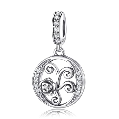 HappyStar 925 Sterling Silver Letter Charms for Bracelets Rose Alphabet Initial Dangle Pendants Fit for Pandora Charms Bracelet Charms Beads Jewelry Gifts for Women - color: Alphabet O