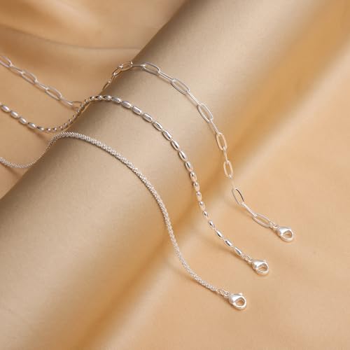 Robaice Ankle Bracelets for Women, 14K Gold Plated/Silver Layered Anklets | Waterproof Adjustable Anklet for Women, Summer Beach Anklet, Glitter Jewelry for Women Gifts - color: Silver-3