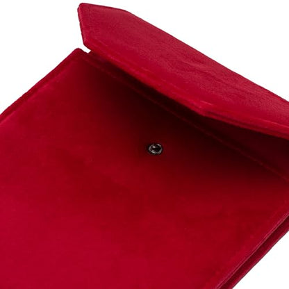 Velvet Necklace Jewelry Travel Folder Storage Display Case (Red) - color: Red
