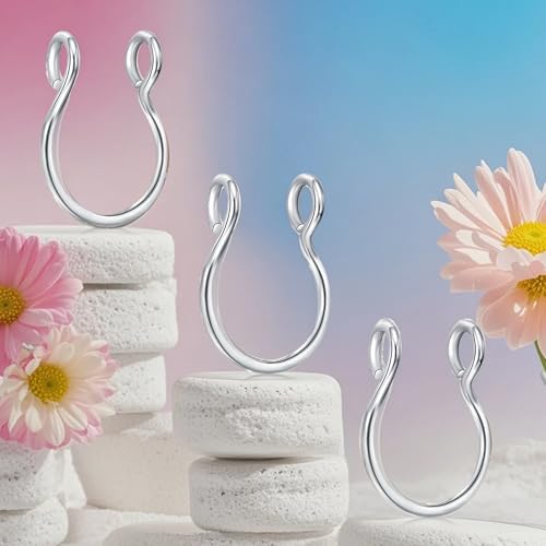 D.Bella Fake Septum Hoop 20G Faux Nose Piercing Hoop Clip on Nose Rings Non Piercing Fake Septum Lip Ear Ring Faux Body Piercing Jewelry for Women Men - color: Color B -silver