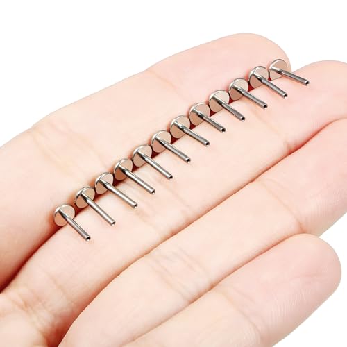 F136 Titanium 20/18/16G Threaded/Threadless Flat Earring Back Converter Kit Nose Lip Rings Medusa Labret Flatback Posts Cartilage Helix Conch Tragus Stud Piercing Jewelry Bar for Women Men - color: Threadless, size: 18g, 7mm