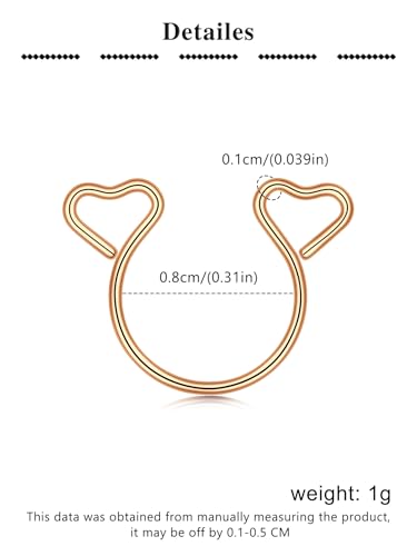 Longita Rose Gold Fake Nipple Rings Non Piercing Nipple Jewelry for Women Adjustable Cute Heart no Piercing Faux Body Jewelry for Women Men Sexy Valentine's Day 1pair