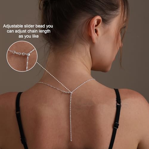 LeCalla 925 Sterling Silver Italian Jewelry Adjustable Chain Necklace, Sliding Bolo Chain Necklace for Women Slider Chain 14 to 24 Inch. - color: Singapore Chain