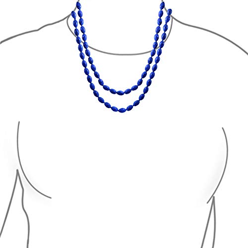 Red Blue Turquoise Oval Beaded Endless Strand Necklace Multi Layer 50" - color: Purple