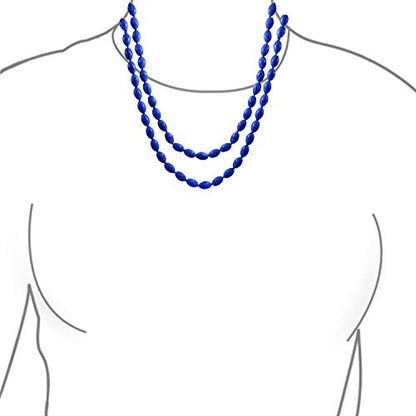 Red Blue Turquoise Oval Beaded Endless Strand Necklace Multi Layer 50" - color: Purple