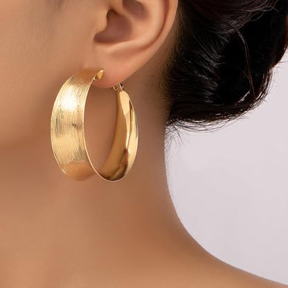 Large Gold Hoop Earrings Lightweight big Earrings for Women Silver Chunky Earrings Big Hoop Earrings for Wedding 70s Jewelry