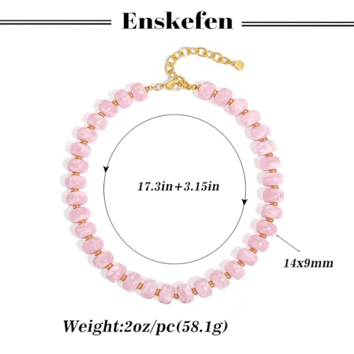 Chunky Beaded Necklace for Women Trendy Multicolor Resin Beads Choker Necklaces Boho Summer Statement Necklace Chunky Heart Jewelry - color: Bead necklace-pink