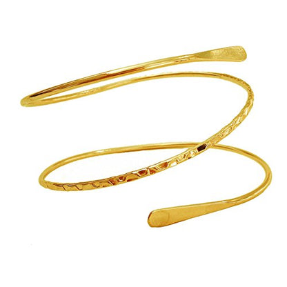 Upper Arm Cuff Bracelet Minimalist Armband for Women Fashion Jewelry | Coil Open Armlet Adjustable Bangle Trendy Layered Summer Jewelry Party Wedding Daily Wear Gift Dia 3.7" - color: Gold