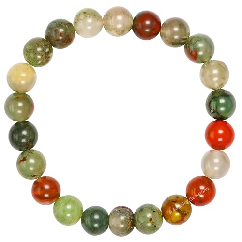 Amazing Gemstone African Bloodstone Crystal Bracelet for Women Men's Gifts - Protection Healing Crystal Bracelet - 8mm Gemstone Beaded Stretchable Bracelet Pulseras Para Hombres Mujer Stocking Stuffers Mothers Day Gift - color: African Bloodstone