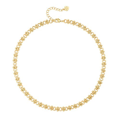 Aobei Pearl 18K Gold Plated Paperclip Chain Choker Satellite Chain Freshwater Cultured Biwa Pearl Pendant Necklace Dainty Turquoise Jewelry for Women - color: 18K Gold Plated OI Chain