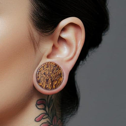 14PC 7 Pairs Stone Ear Plugs Double Flare Saddle Stretching Gauges Expander Stretchers 2G(6mm)-5/8"(16mm) - color: #1 0g(8mm)