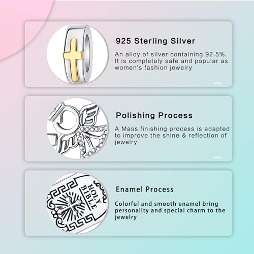 LUXILLA Love You Best Friend Grandma Wife Heart Charm 925 Sterling Silver Charms Fit for Bracelets Necklace Jewelry Gift for Women - color: Angel & Cross Charm
