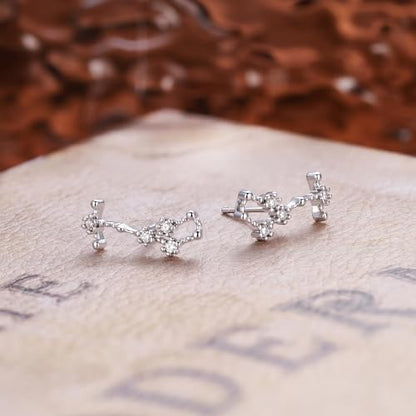 925 Sterling Silver CZ Horoscope Zodiac 12 Constellation Astrology Ear Crawler Post Earrings Gift for Mom Women Mothers Day/Valentines Day/Birthday/Christmas/Anniversary - style: Scorpio (Oct 23 - Nov 21)