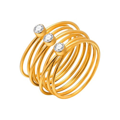 Elegant Gold Stackable Rings with Sparkling Clear Gemstones Minimalist Modern Jewelry for Women Fashion Stacked Ring Set for Daily