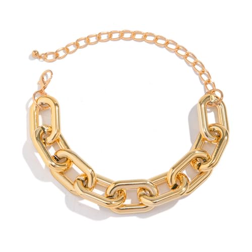 Chunky Gold Chain Necklace for Women Big Chunky Choker Necklace Gold Cuban Link Chain Necklaces Punk Hip-Hop Necklaces Costume Jewelry Gift - color: Gold02