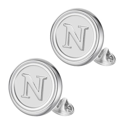 Initial Letter Pins A-Z Men Classic Brass 26 Alphabet Badge for Business & Wedding Shirt - color: Silver, style: Letter N
