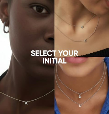 OAK & LUNA Inez Initial Necklace - Gold Plated & Sterling Silver — A-Z Letter Pendant on 15″ + 2″ Adjustable Cable Chain - color: 925 Sterling Silver, style: Letter G