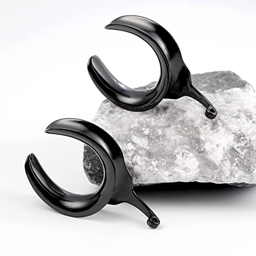 (6mm 2g DIY Ear Saddle Tunnel Plugs Piercing Stretchers Black Gold Silver Hypoallergenic 316 Stainless Steel Ear Gauges Dangle Accessories Expander Fashion Body Jewelry 2PCS - color: Black, size: 8mm