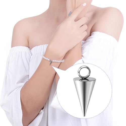 Cone Charm, Punk Style Spike Pendants with Small Hole, Glossy Gothic Dangle Cone Pendants Charm - color: Silver,Stainless Steel,50pcs,5 sizes