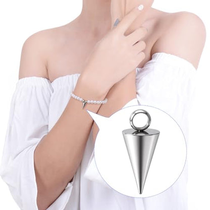 Cone Charm, Punk Style Spike Pendants with Small Hole, Glossy Gothic Dangle Cone Pendants Charm - color: Silver,Stainless Steel,50pcs,5 sizes