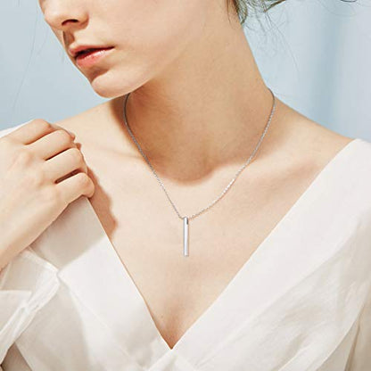 ChicSilver Customizable Vertical Bar Pendant Necklace 925 Sterling Silver Y Necklace Simple Fashion Jewelry Gifts for Women - style: D. 4mm Vertical Bar-Silver