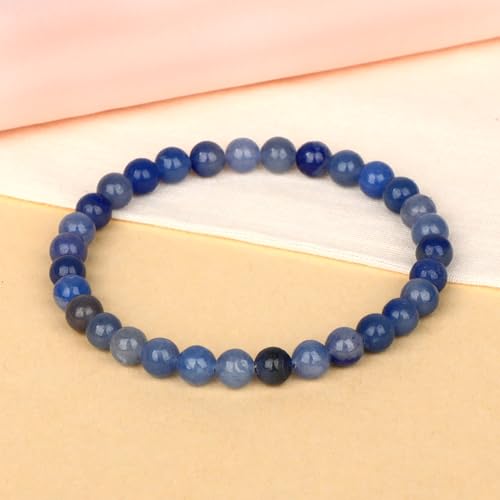 LPBeads Handmade Natural Gemstone Stretch Elastic Bracelet Healing Crystal Round Stone Beads Jewelry Gifts for Women Men - color: Blue Aventurine, size: 6mm