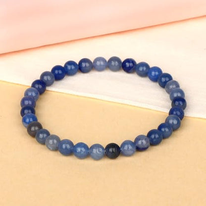 LPBeads Handmade Natural Gemstone Stretch Elastic Bracelet Healing Crystal Round Stone Beads Jewelry Gifts for Women Men - color: Blue Aventurine, size: 6mm