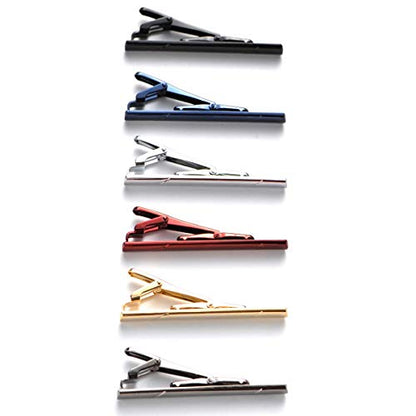 Tie Clips for men Tie Bar Clip Set for Regular Ties Necktie Wedding Business Tie Pin Clips - color: 6 Colors