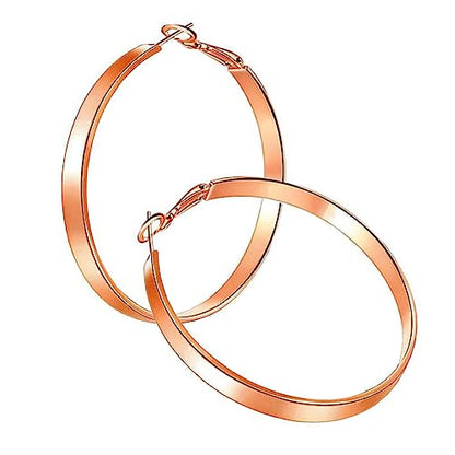 Gold Hoop Earrings,18K Gold Plated Rounded Hoops Earrings for Women - color: Rose Gold-50mm