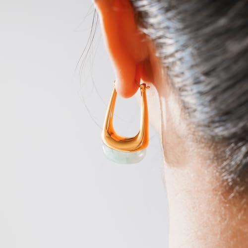 Acrylic Gold Hoop Earrings Chunky Statement Dangle Drop Huggie Earring Colorful Resin Jewelry for Women - color: Teal