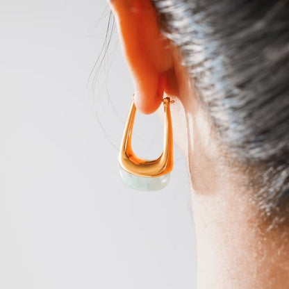 Acrylic Gold Hoop Earrings Chunky Statement Dangle Drop Huggie Earring Colorful Resin Jewelry for Women - color: Teal