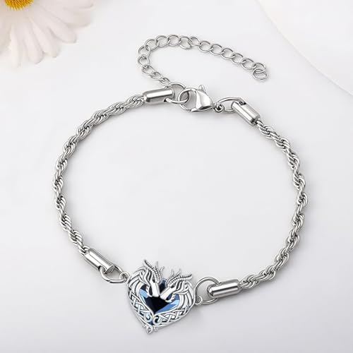 Animal Bracelet for Women 925 Sterling Silver Celtic Dragon/Horse/Wolf Bracelet Adjustable Bracelet Cute Animal Jewelry Gift for Women - style: 02-Celtic Dragon Bracelet