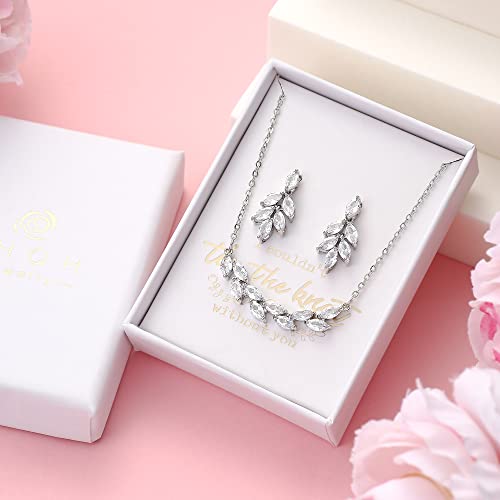 DHQH Bridesmaid Earrings Necklace Set Proposal Gifts Set for Women Leaf Pendant Necklace set of 4/6 Wedding Jewelry - color: XL00106-4set