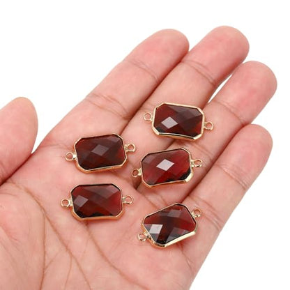 PATIKIL Birthstone Connector Link, Diamond Clear Charm Links, Glass Jewelry Findings Crystal Bead Link for Drop Dangle Pendants Necklace Bracelet Earring - color: Light Red