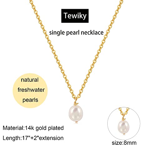 Tewiky Pendant Necklace for Women 14k Gold Plated Chain Choker Necklaces | Dainty Necklaces,Aesthetic Simple Necklace,Jewelry Gifts for Women - color: simple pearl gold
