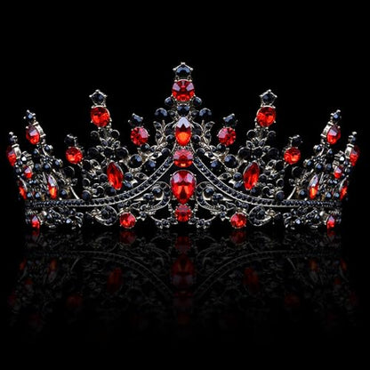 COCIDE Black & Red Crowns for Women Gothic Tiaras for Women Queen of Hearts Crown Accessories Costume Halloween Cosplay Princess Birthday Pageant Bride Headpieces - color: V7,Black&Red