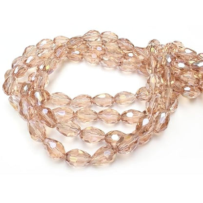 8x12mm Teardrop Glass Beads for Jewelry Making, Vertical Hole Faceted Crystal Prism Beads for Pendants Bracelet Necklace Earring, Silver Champagne 100pcs - color: Silver Champagne