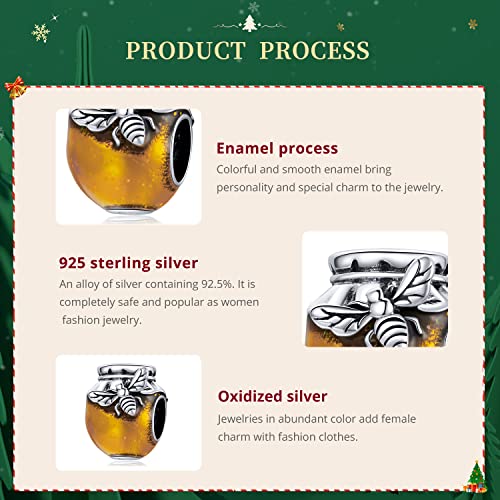 925 Sterling Silver Charms for Bracelet Jewelry Gifts for Women - color: Honey jar